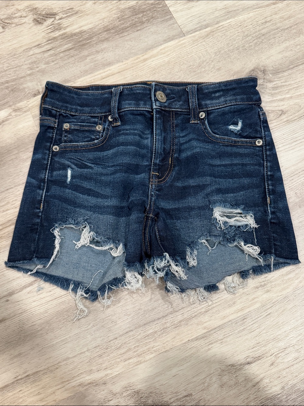 American Eagle Outfitters Dark Blue Distressed Denim Shorts size 2